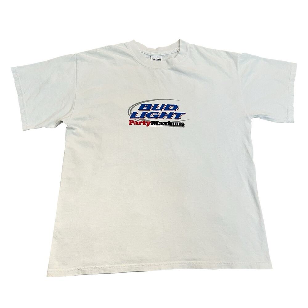 Y2K Bud Light Maxim Magazine Promotional Tshirt Large Short Sleeve White